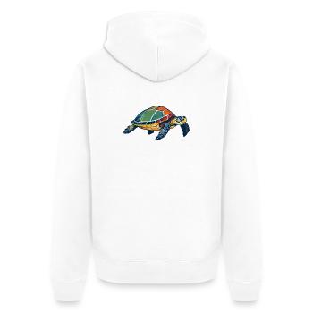Colorful Sea Turtle Pop Art - Unisex Premium Organic Zip Hoodie - white - Back - Thijin (182cm)