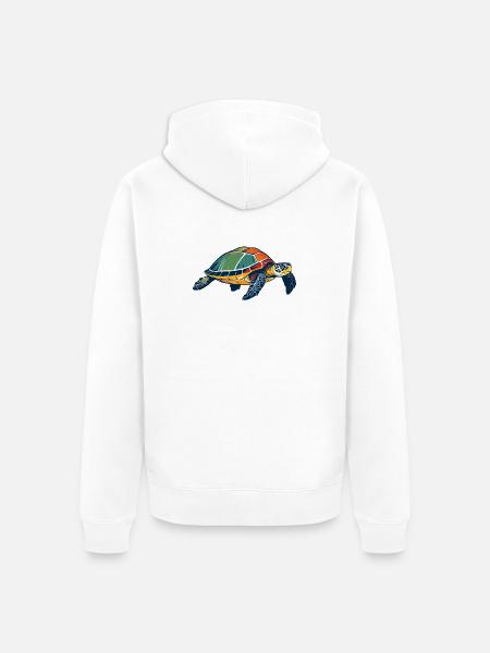 Bunte Meeresschildkröte Pop-Art - Unisex Premium Bio Zip Hoodie - Weiß