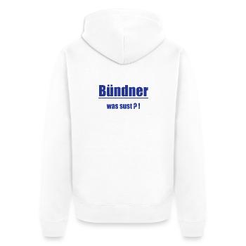 Graubünden What Sust?! - Unisex Premium Organic Zip Hoodie - white - Back - Thijin (182cm)