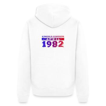 44. Geburtstag Limited Edition 04/1982 - Unisex Premium Bio Zip Hoodie - Weiß - Hinten - Thijin (182cm)