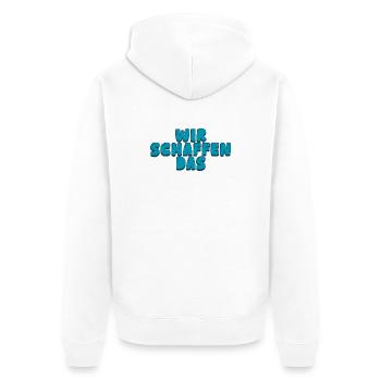 Wir schaffen das - Unisex Premium Bio Zip Hoodie - Weiß - Hinten - Thijin (182cm)