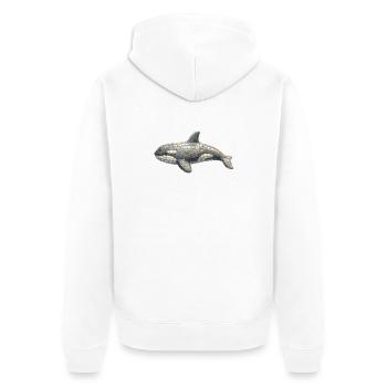 Orca Mosaic - Artistic Sea Motif - Unisex Premium Organic Zip Hoodie - white - Back - Thijin (182cm)