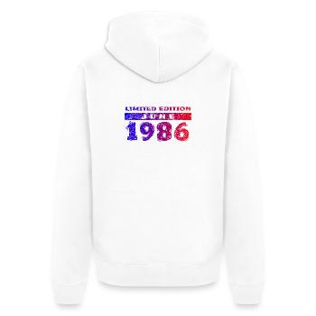 40e anniversaire Édition limitée 06/1986 - Veste à capuche bio Premium Unisexe - blanc - Dos - Thijin (182cm)