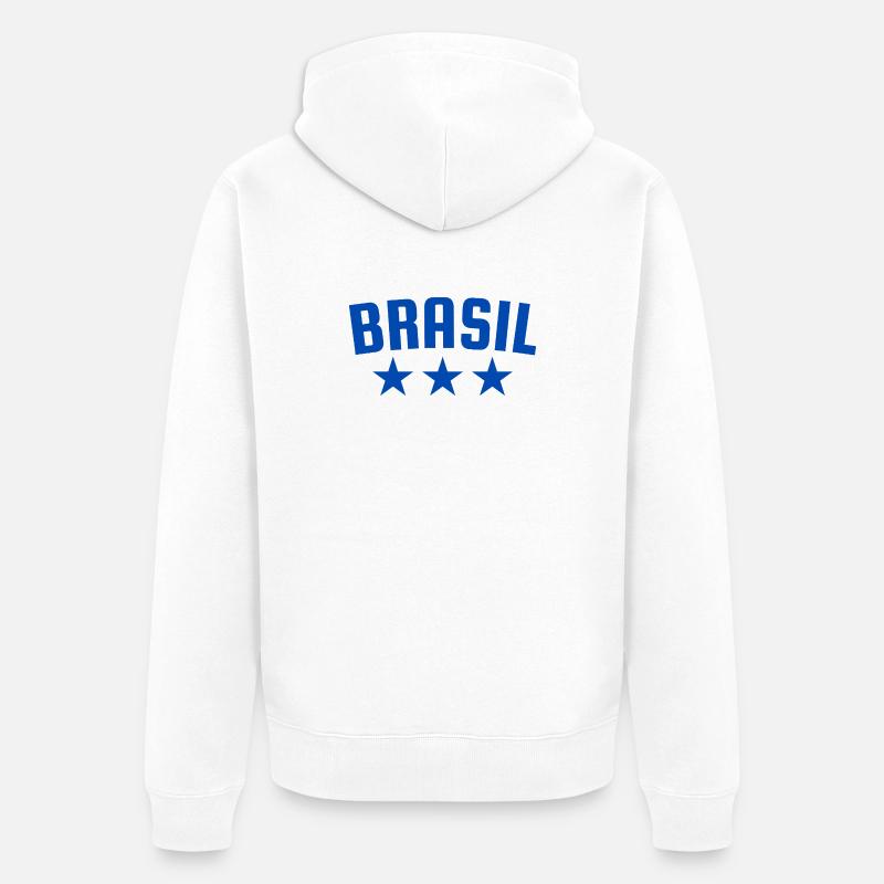 Brésil 3 étoiles Design Blue - Veste à capuche bio Premium Unisexe - blanc