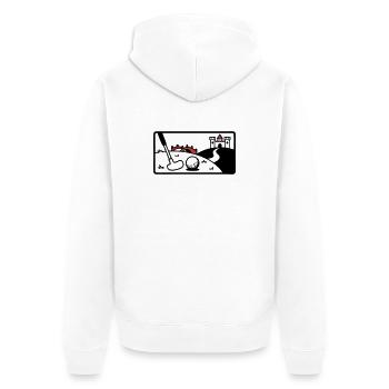 Minigolf Retro Cartoon Golfball JGA Team - Unisex Premium Bio Zip Hoodie - Weiß - Hinten - Thijin (182cm)