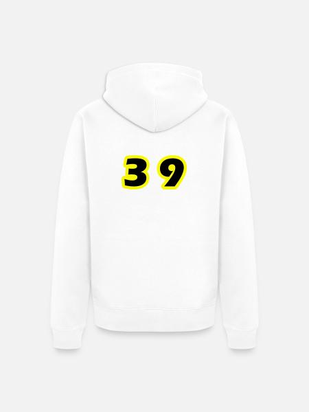 39 Number Symbol - Unisex Premium Organic Zip Hoodie - white