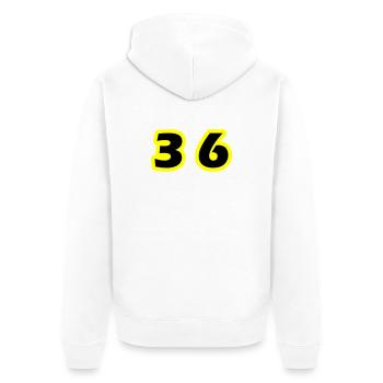 36 Zahl symbol - Unisex Premium Bio Zip Hoodie - Weiß - Hinten - Thijin (182cm)