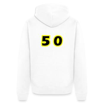 50 Zahl symbol - Unisex Premium Bio Zip Hoodie - Weiß - Hinten - Thijin (182cm)