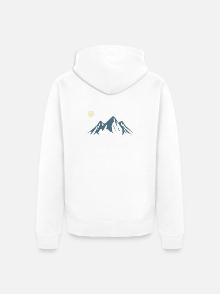 Mountain Silhouette Sunrise - Unisex Premium Organic Zip Hoodie - white