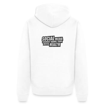 Les réseaux sociaux nuisent sérieusement à la santé mentale selon les affirmations - Veste à capuche bio Premium Unisexe - blanc - Dos - Thijin (182cm)