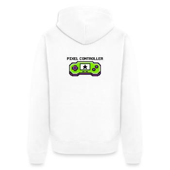 Pixel Controller Logo Grafik - Unisex Premium Bio Zip Hoodie - Weiß - Hinten - Thijin (182cm)