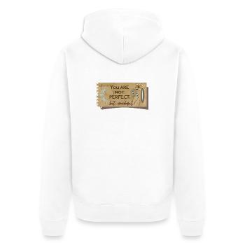 Nicht perfekt, aber wunderbar - Unisex Premium Bio Zip Hoodie - Weiß - Hinten - Thijin (182cm)