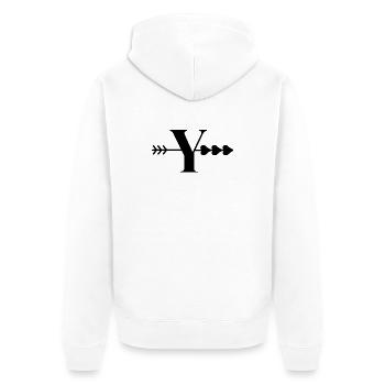 Buchstabe y Pfeil Herz - Unisex Premium Bio Zip Hoodie - Weiß - Hinten - Thijin (182cm)