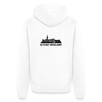 Düsseldorf Altstadt Silhouette - Unisex Premium Bio Zip Hoodie - Weiß - Hinten - Thijin (182cm)
