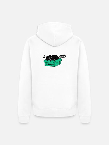 Katze Pappkarton Icon - Unisex Premium Bio Zip Hoodie - Weiß