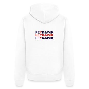 REYKJAVIK Iceland Island Flagge - Unisex Premium Bio Zip Hoodie - Weiß - Hinten - Thijin (182cm)