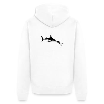 Un requin et un plongeur - Veste à capuche bio Premium Unisexe - blanc - Dos - Thijin (182cm)