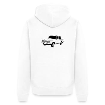 Wartburg , Oldtimer Kult , DDR Legende ...(25) - Unisex Premium Bio Zip Hoodie - Weiß - Hinten - Thijin (182cm)