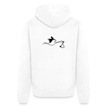 Cigogne avec bébé - Veste à capuche bio Premium Unisexe - blanc - Dos - Thijin (182cm)