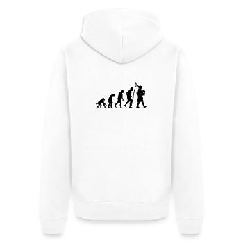 Evolution Pipebag - Unisex Premium Organic Zip Hoodie - white - Back - Thijin (182cm)