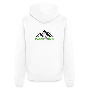 Mountainbiken - Unisex Premium Bio Zip Hoodie - Weiß - Hinten - Thijin (182cm)