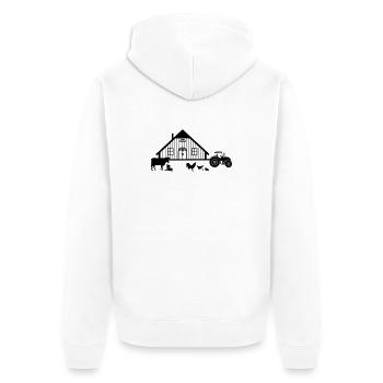 Farm tractor cow calf chickens rooster chicks - Unisex Premium Organic Zip Hoodie - white - Back - Thijin (182cm)