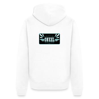 Baby Ankündigung - Onkel werden - Bruder - Familie - Unisex Premium Bio Zip Hoodie - Weiß - Hinten - Thijin (182cm)