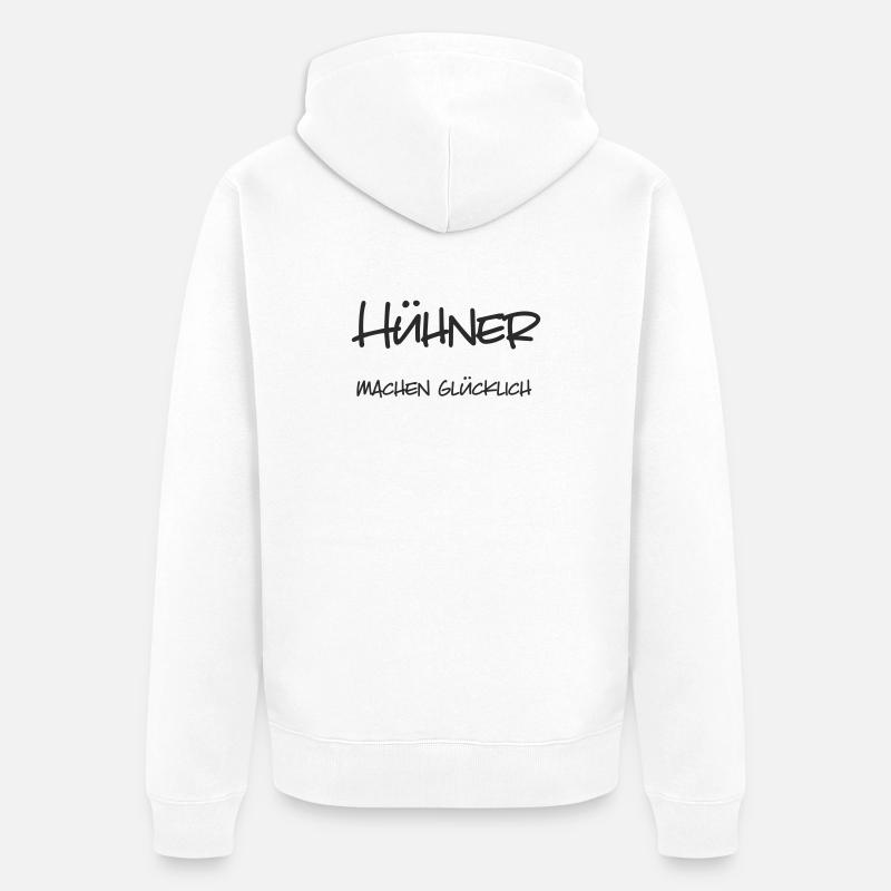 Hühner machen glücklich - Unisex Premium Bio Zip Hoodie - Weiß