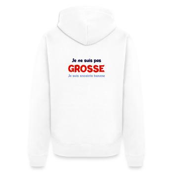 Pas grosse enceinte - Veste à capuche bio Premium Unisexe - blanc - Dos - Thijin (182cm)