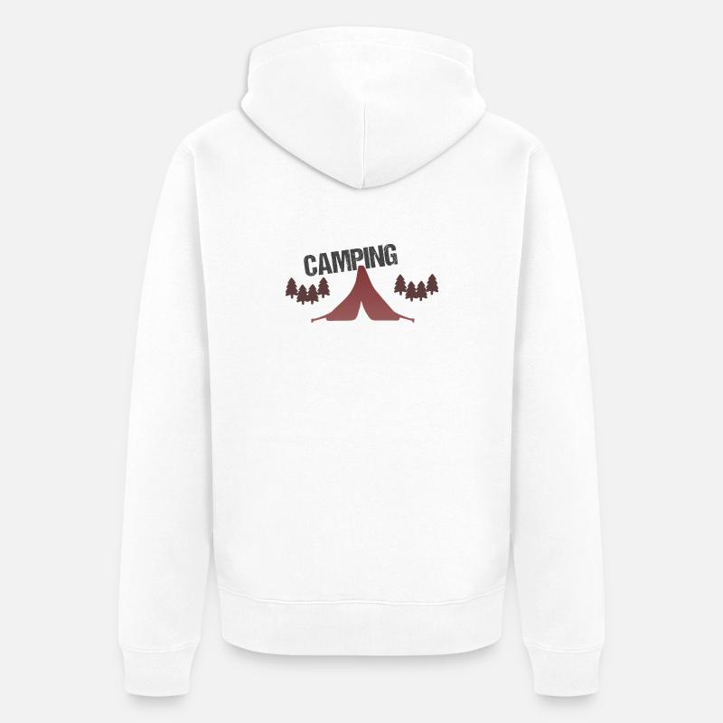 Tente Camping Forêt Coucher Soleil - Veste à capuche bio Premium Unisexe - blanc