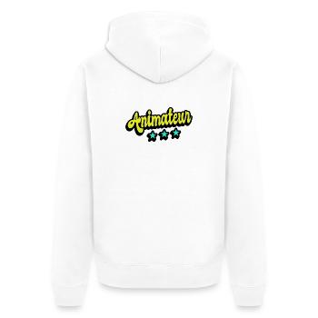 Animateur Design - Unisex Premium Bio Zip Hoodie - Weiß - Hinten - Thijin (182cm)