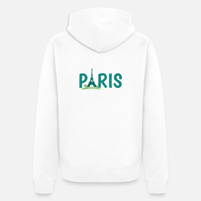 Horizon de Paris avec l’illustration de la Tour Eiffel - Veste à capuche bio Premium Unisexe - blanc