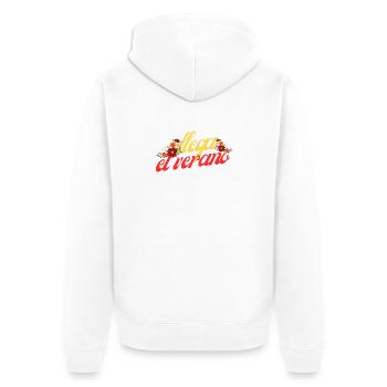Summer Comes Sun Beach Urlaubsshirt - Unisex Premium Bio Zip Hoodie - Weiß - Hinten - Thijin (182cm)