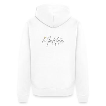 Prinzessin Matilda Crown Hemd – Name mit Buchstabe M - Unisex Premium Bio Zip Hoodie - Weiß - Hinten - Thijin (182cm)