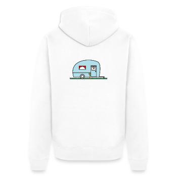 FEIERTAG. FROHE FEIERTAGE. GELIEBTE. MEISTER. LEHRER - Unisex Premium Bio Zip Hoodie - Weiß - Hinten - Thijin (182cm)