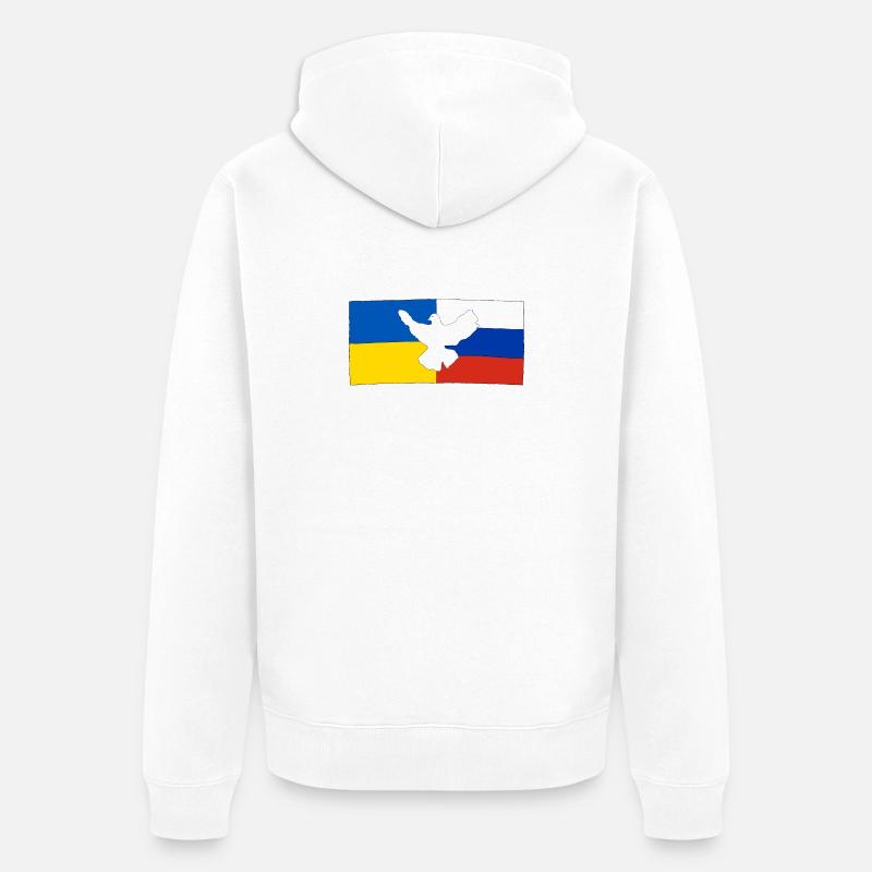Paix pour l’Ukraine et la Russie - Veste à capuche bio Premium Unisexe - blanc
