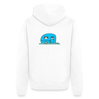 CAMPING. LAGER. ICH KANN NICHT. HUMOR. FEIERTAG - Unisex Premium Bio Zip Hoodie - Weiß - Hinten - Thijin (182cm)