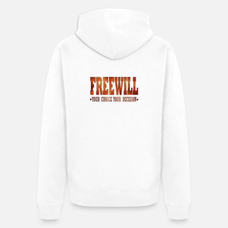 FreeWill - Unisex Premium Organic Zip Hoodie - white