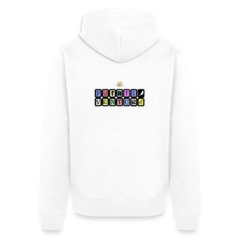 Fuerteventura-Schriftzug mit bunten Buchstaben - Unisex Premium Bio Zip Hoodie - Weiß - Hinten - Thijin (182cm)