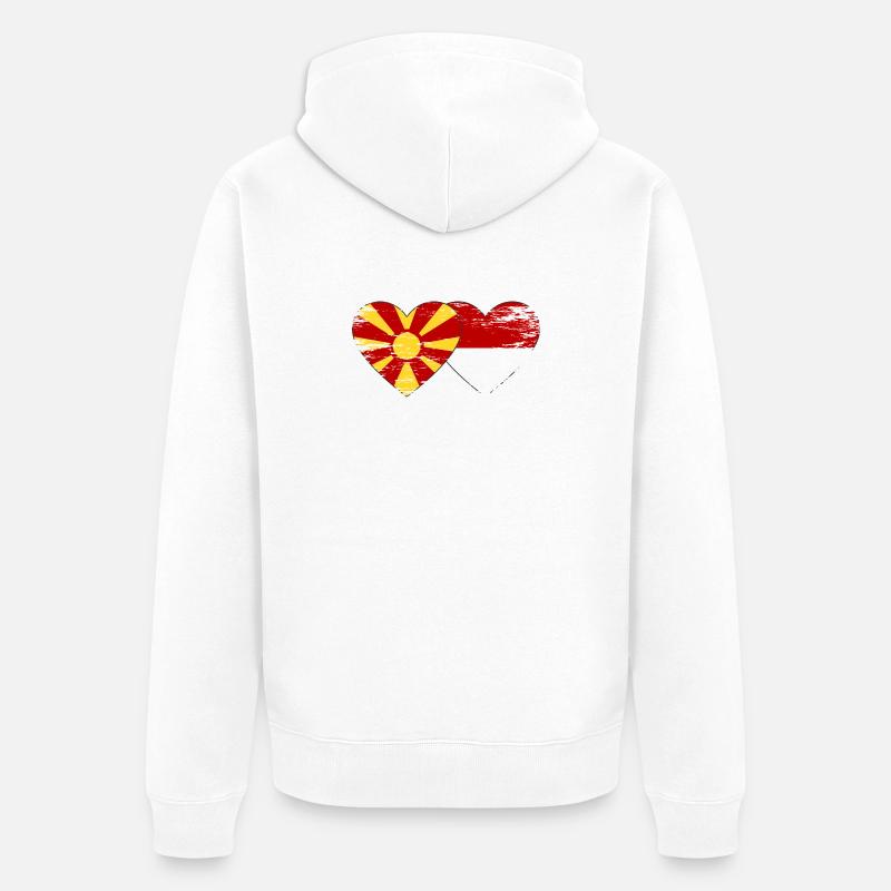 Macédoine Indonésie drapeau coeur utilisé - Veste à capuche bio Premium Unisexe - blanc