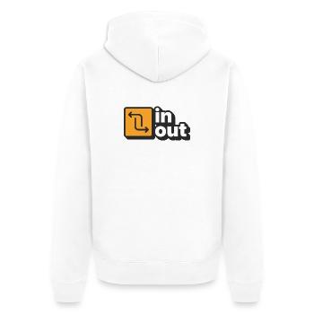 Rein aus - Unisex Premium Bio Zip Hoodie - Weiß - Hinten - Thijin (182cm)