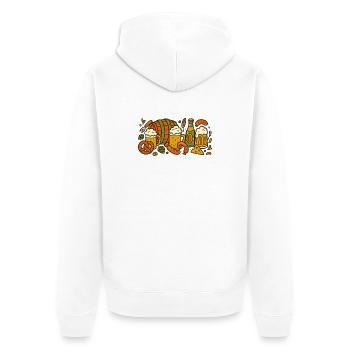Bayerische Brotzeit – Bier & Brezel - Unisex Premium Bio Zip Hoodie - Weiß - Hinten - Thijin (182cm)