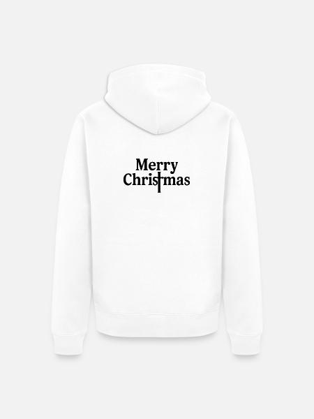 Merry Christmas Lettering Typo - Unisex Premium Organic Zip Hoodie - white