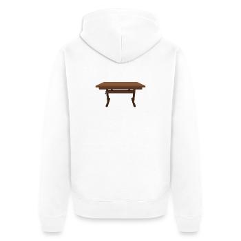 Illustration rustique en bois des Mufuti - Veste à capuche bio Premium Unisexe - blanc - Dos - Thijin (182cm)