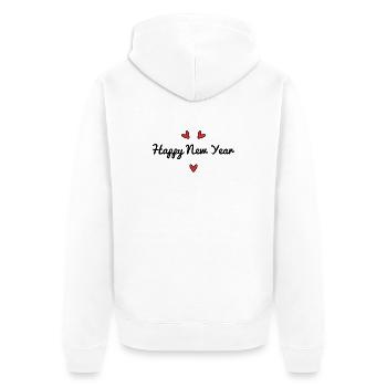 HAPPY NEW YEAR. NEW YEAR'S EVE. NEW YEAR - Unisex Premium Organic Zip Hoodie - white - Back - Thijin (182cm)