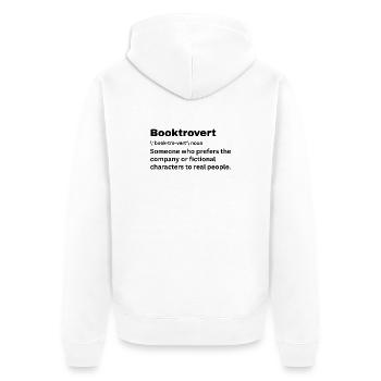 Bücherliebhaber Büchertrovert, Bücherwurm, bücherhafter Introvertierter - Unisex Premium Bio Zip Hoodie - Weiß - Hinten - Thijin (182cm)