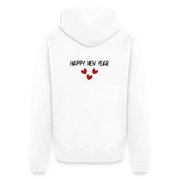 HAPPY NEW YEAR. NEW YEAR'S EVE. NEW YEAR - Unisex Premium Organic Zip Hoodie - white - Back - Thijin (182cm)