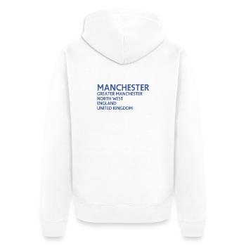 Manchester – England Lyric Design - Unisex Premium Bio Zip Hoodie - Weiß - Hinten - Thijin (182cm)
