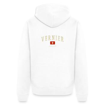 Vernier Suisse Emblem Vintage - Unisex Premium Bio Zip Hoodie - Weiß - Hinten - Thijin (182cm)