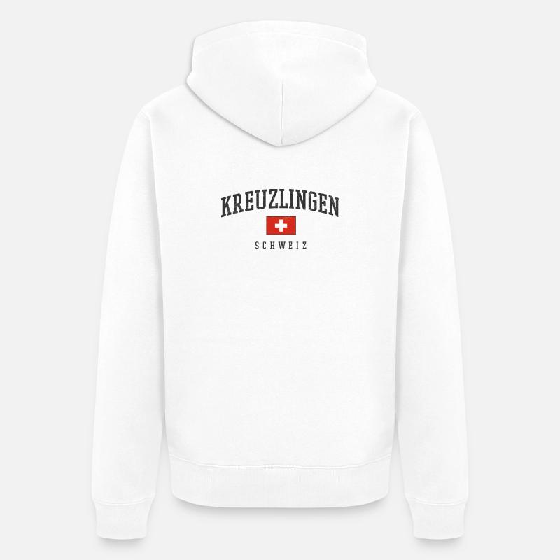 Emblème du drapeau suisse de Kreuzlingen - Veste à capuche bio Premium Unisexe - blanc